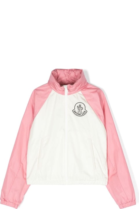 Topwear for Girls Moncler Enabish Windbreaker In White And Pink