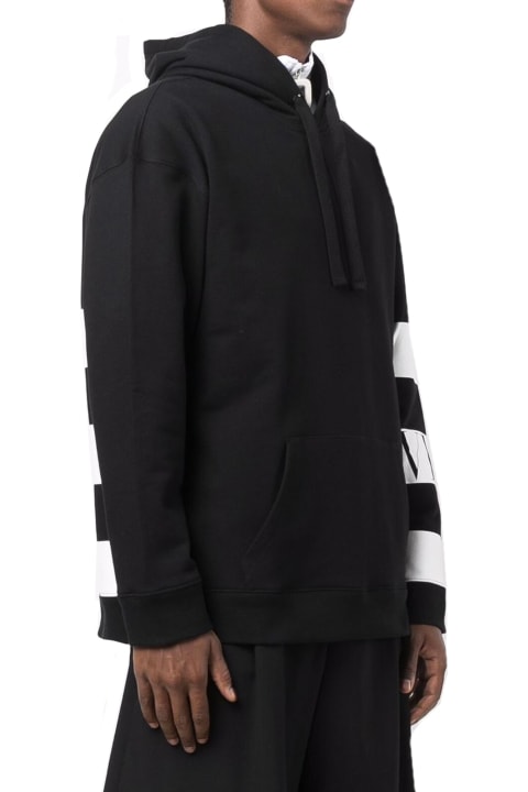 Valentino Clothing for Men Valentino Striped Logo Hooded Sweatshirt