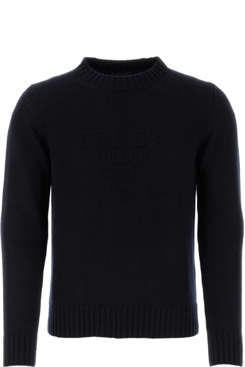 Prada Sweaters for Women Prada Midnight Blue Wool Blend Sweater