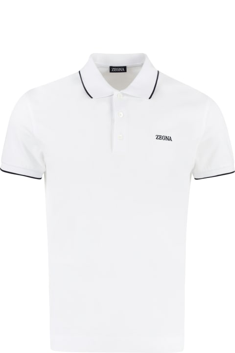 Zegna for Men Zegna Logo Print Cotton Polo Shirt