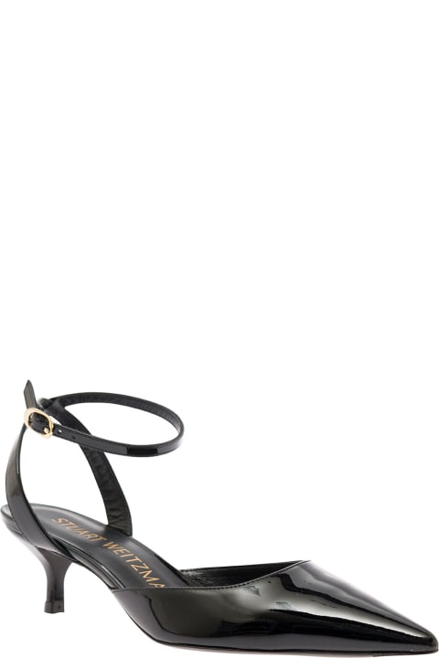 Stuart Weitzman for Women Stuart Weitzman 'barelythere' Black Pumps With Ankle Strap In Patent Leather Woman
