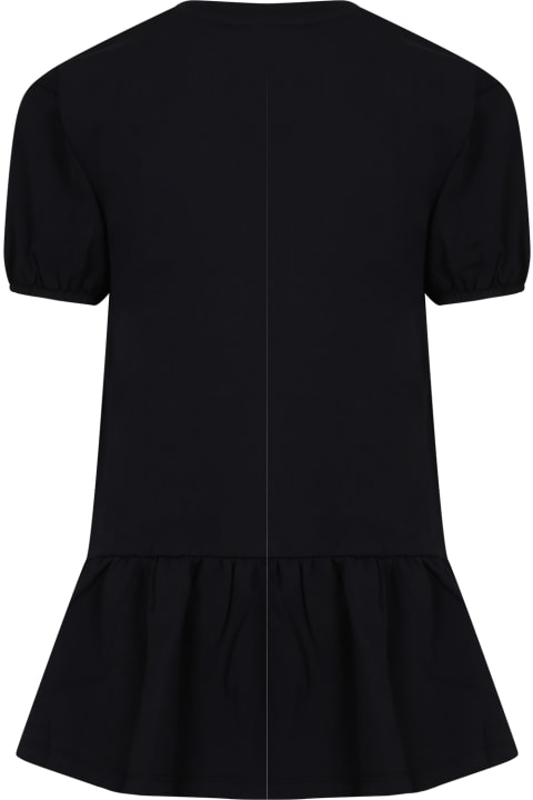 Moschino for Kids Moschino Black Dress For Girl With Teddy Bear And Logo