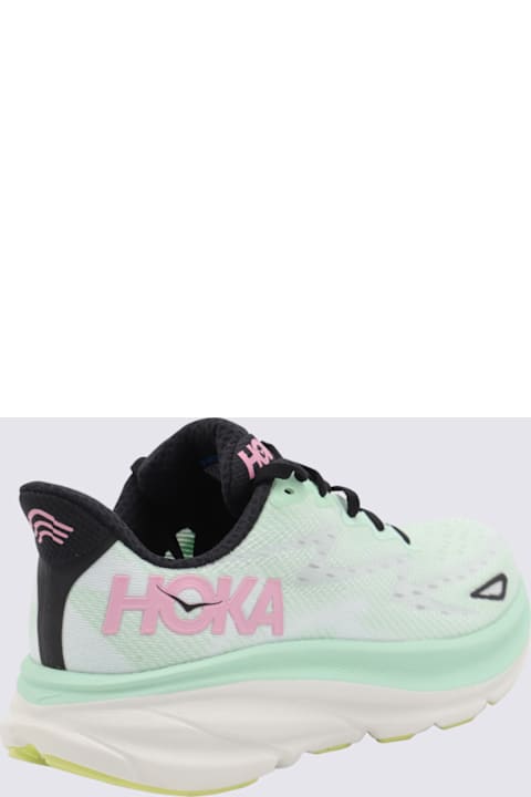 Hoka Shoes for Women Hoka Light Green And Pink Clifton Sneakers