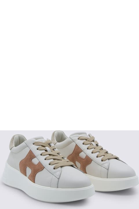 Hogan White And Pink Leather Rebel Sneakers