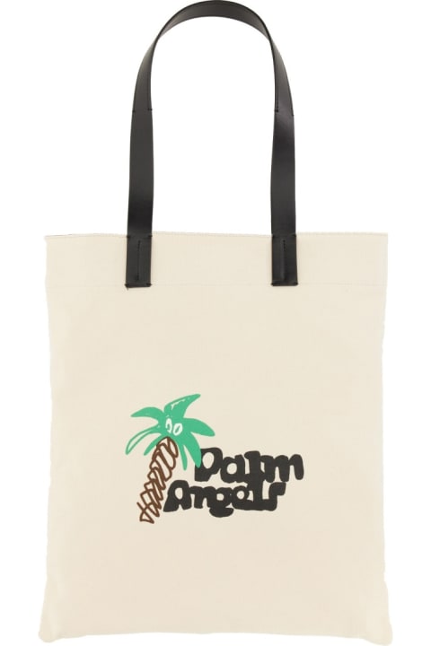 Totes for Men Palm Angels Cotton Canvas Shopping Bag