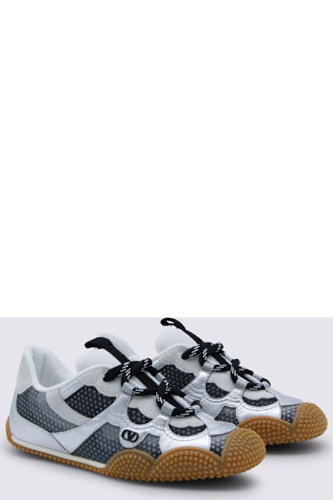 Valentino Garavani White And Black Leather Amphibia Sneakers