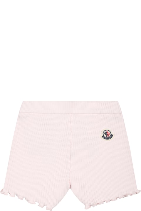 Moncler Bottoms for Kids Moncler Pink Sports Shorts For Baby Girl With Logo