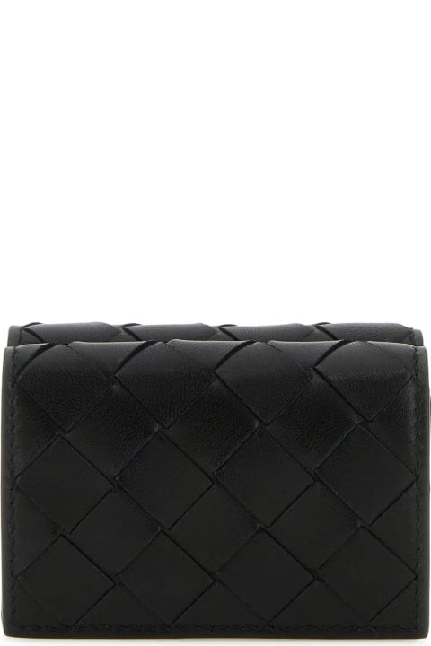 Wallets for Women Bottega Veneta Black Leather Tiny Intrecciato Wallet