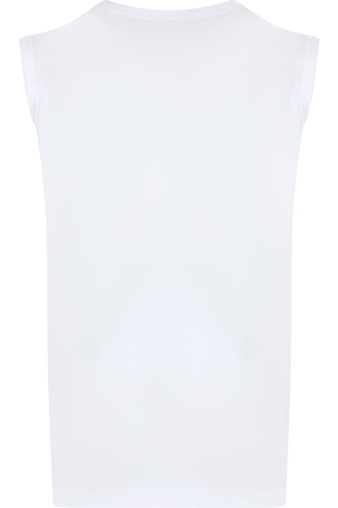 ボーイズ MM6 Maison MargielaのTシャツ＆ポロシャツ MM6 Maison Margiela White Tank Top For Girl With Logo