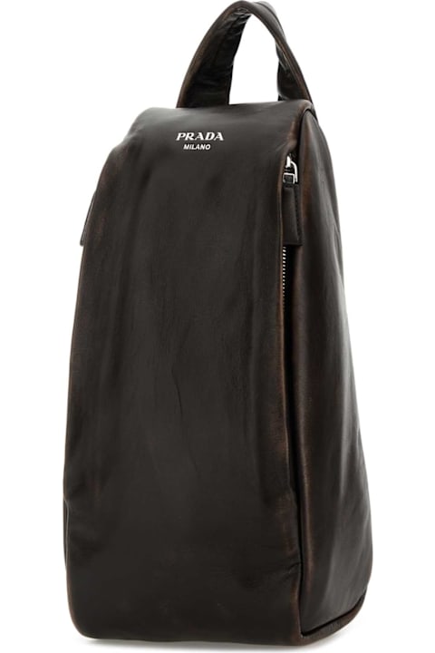 Fashion for Men Prada Dark Brown Nappa Leather Backpack