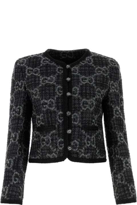 Sweaters for Women Gucci Embroidered Tweed Blazer