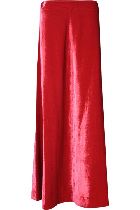 Parosh Skirts for Women Parosh Long Red Silk Velvet Skirt