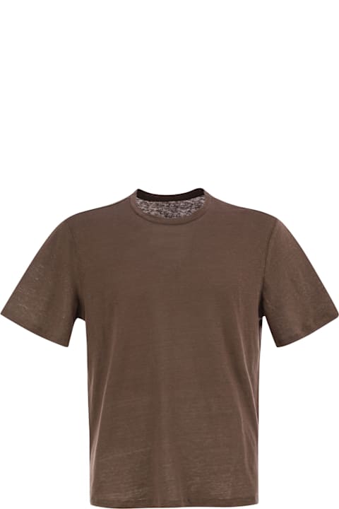 Majestic Filatures Topwear for Men Majestic Filatures Crew-neck And Short-sleeved T-shirt In Linen