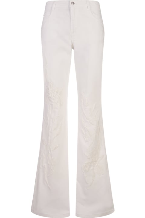 Ermanno Scervino for Women Ermanno Scervino White Bootcut Jeans With Sangallo Lace Cut-outs
