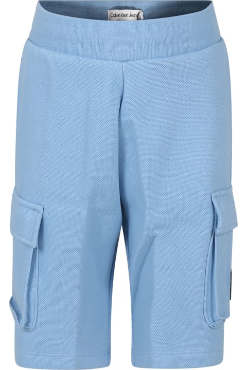Calvin Klein Bottoms for Boys Calvin Klein Light Blue Shorts For Boy With Logo