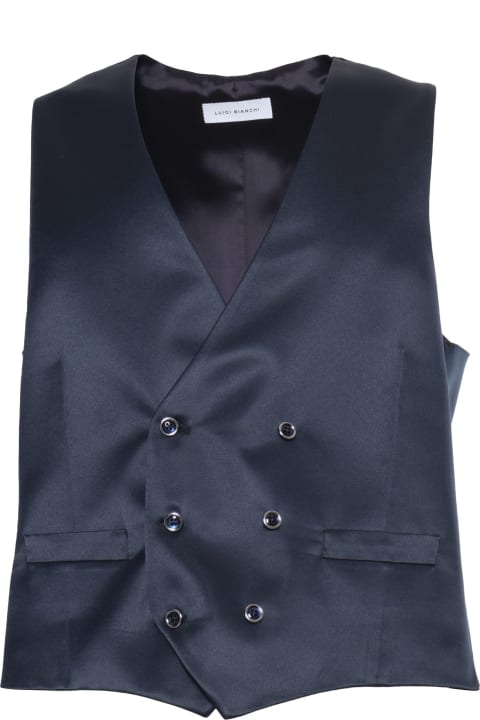 Luigi Bianchi Mantova Coats & Jackets for Men Luigi Bianchi Mantova Blue Double-breasted Vest