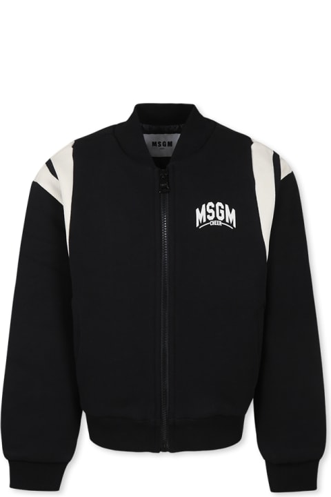 MSGM Kids MSGM Black Bomber Jacket For Boy