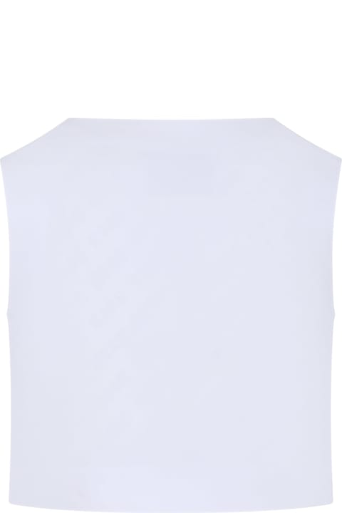 ガールズ MSGMのコート＆ジャケット MSGM White Waistcoat For Girl With Logo