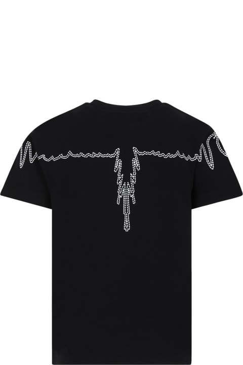ガールズ Marcelo BurlonのTシャツ＆ポロシャツ Marcelo Burlon Black T-shirt For Boy With Wings