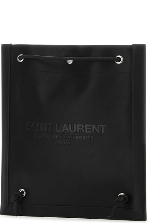 メンズ ショルダーバッグ Saint Laurent Black Leather Universitã© Crossbody Bag