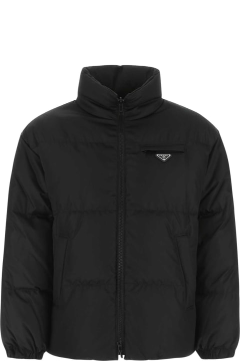Coats & Jackets for Men Prada Black Re-nylon Reversible Down Jacket