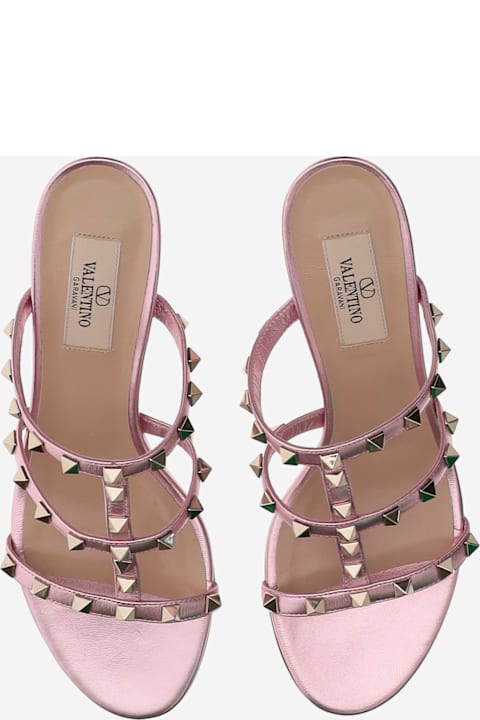Valentino Garavani Sandals for Women Valentino Garavani 60mm Laminated Nappa Leather Rockstud Slide Sandal