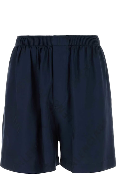 Balenciaga Navy Blue Satin Bermuda Shorts