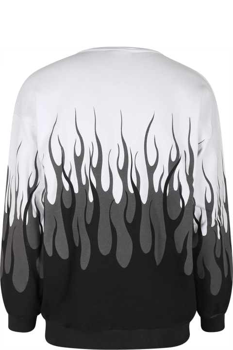 White Sweatshirt For Boy With Flames