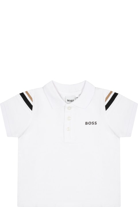 Topwear for Baby Boys Hugo Boss White Polo Shirt For Baby Boy With Logo