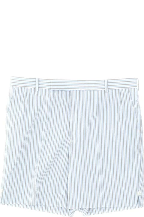 Thom Browne for Men Thom Browne Logo Tag Striped Seersucker Shorts