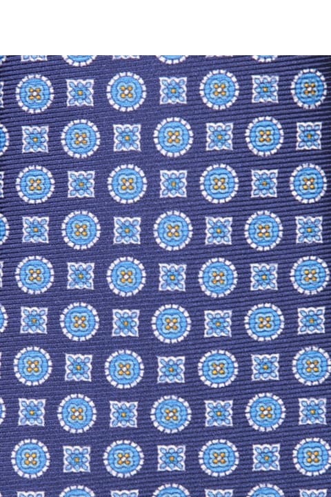 Ties for Women Kiton Kiton Blue Micro-pattern Tie