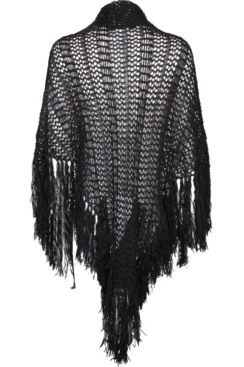 Parosh Scarves & Wraps for Women Parosh Black Knitted Fringed Stole