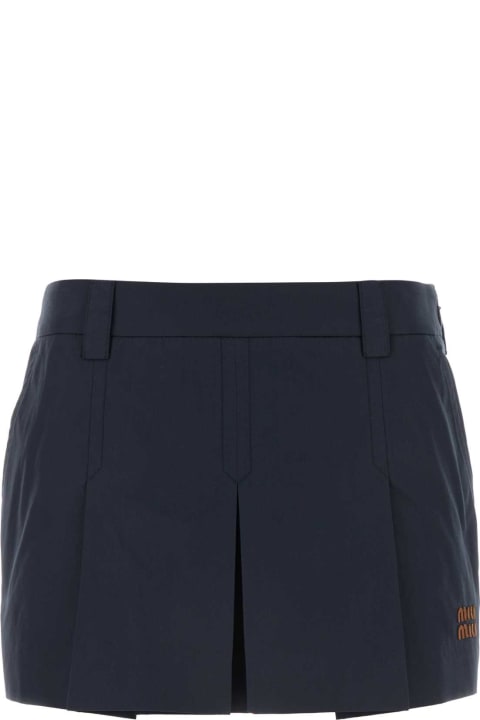 Pants & Shorts for Women Miu Miu Dark Blue Cotton Blend Mini Skirt
