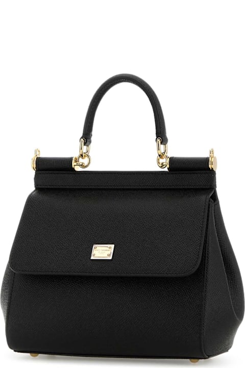Dolce & Gabbana Black Leather Medium Sicily Handbag