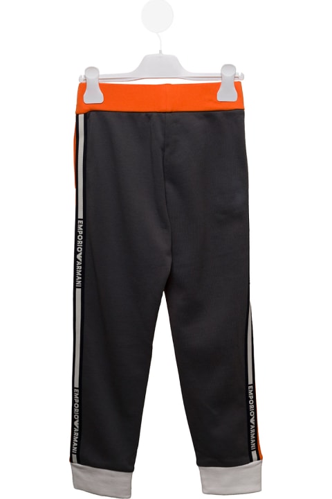 Emporio Armani Kids Baby Boy's Orange And Black Jogging Pants With Drawstring