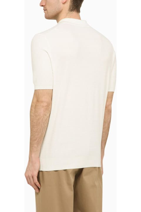 Shirts for Men Tagliatore White Silk And Cotton Polo Shirt