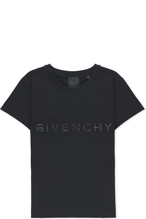 Givenchy لـ بنات Givenchy Logo Embellished Crewneck T-shirt