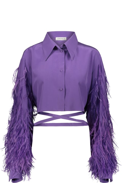 Fashion for Women Amotea Marta In Purple Silk & Plumes