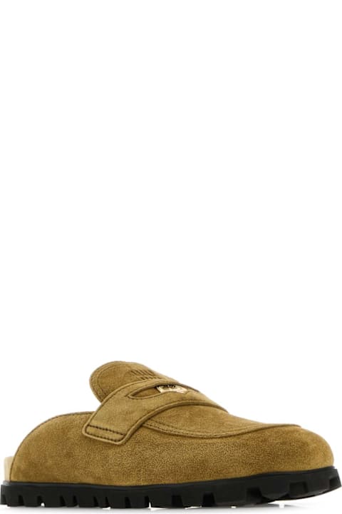 Miu Miu Olive Green Suede Slippers