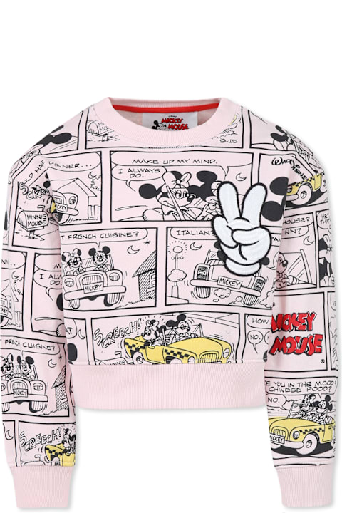 Little Marc Jacobs Topwear for Girls Little Marc Jacobs Pink Crop Sweatshirt For Girl With Mickey Mouse