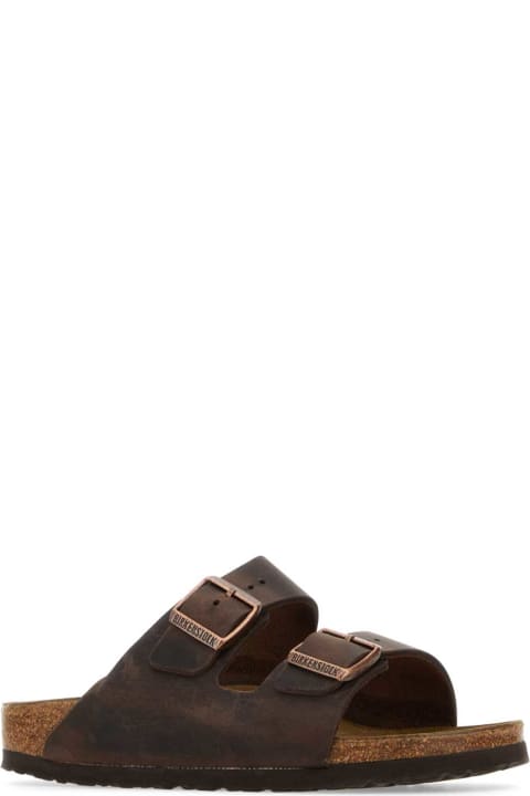 Birkenstock Shoes for Men Birkenstock Brown Leather Arizona Slippers