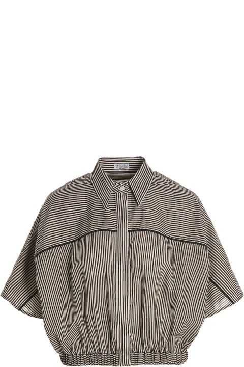 Brunello Cucinelli Cropped Striped Shirt