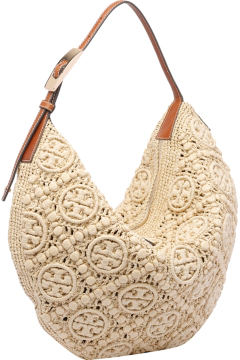 Homeware Tory Burch Raffia T Monogram Balloon Bag
