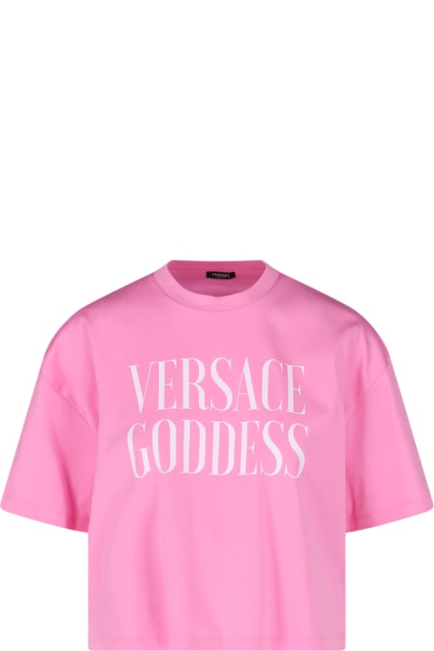 Versace Clothing for Women Versace Rose Cotton T-shirt