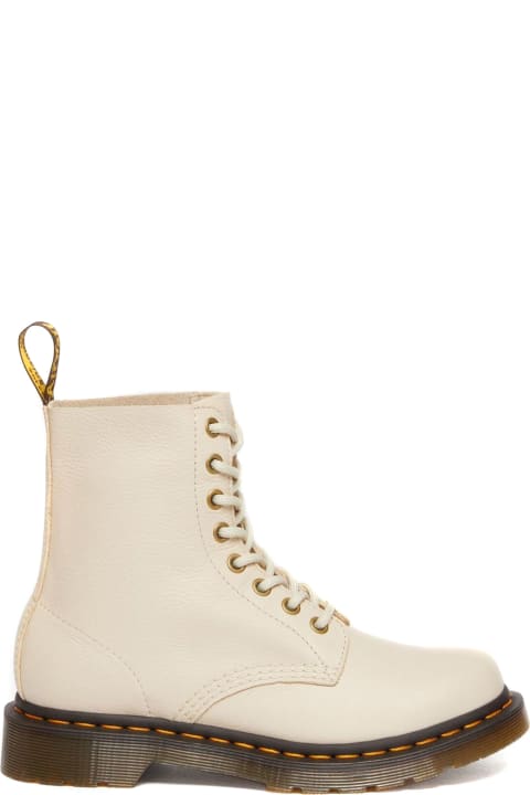 Dr. Martens for Women Dr. Martens 1460 Pascal Combat Boots In Beige Leather