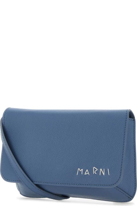Shoulder Bags for Men Marni Air Force Blue Leather Flap Trunk Crossbody Bag