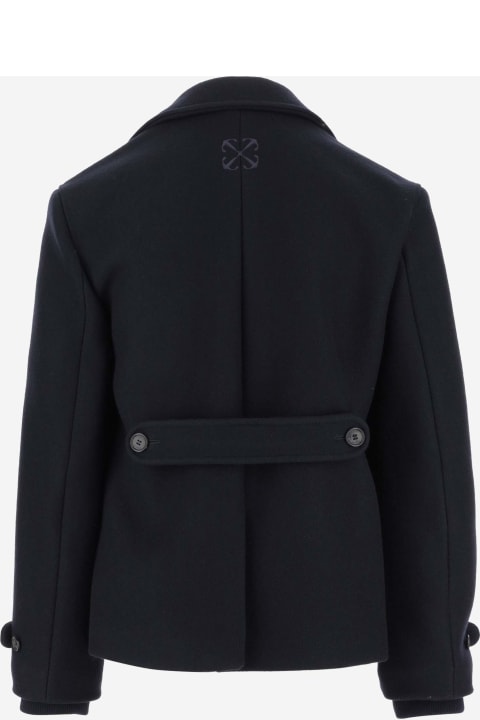 Off-White Men Off-White Double-breasted Peacoat
