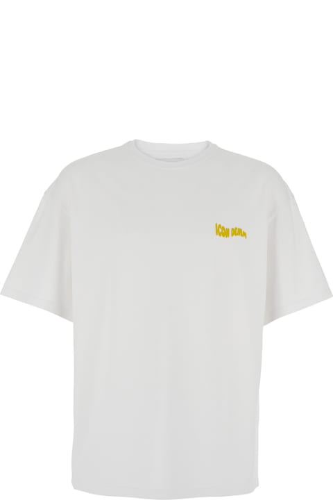 Homeware Icon Denim White Crewneck T-shirt With Logo Lettering On The Front In Cotton Man