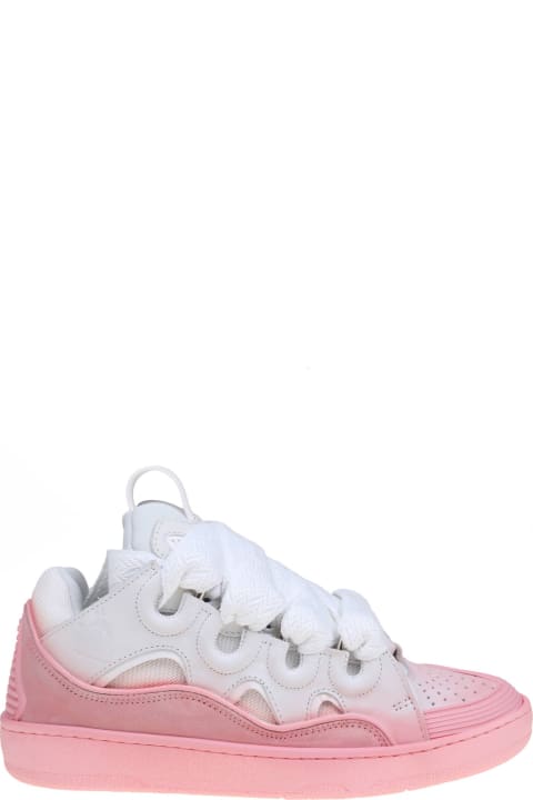 Lanvin for Women Lanvin Curb Sneakers In White And Pink Leather