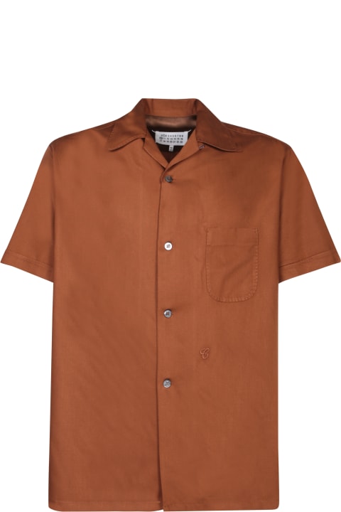 Shirts for Men Maison Margiela Short Sleeves Brown Shirt